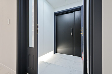Entrance with a dignified style by darkening the front door