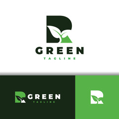 Fototapeta premium letter R green leaf logo