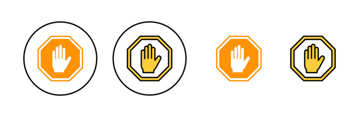 Obraz premium Stop icon set for web and mobile app. stop road sign. hand stop sign and symbol. Do not enter stop red sign with hand