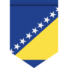 Bosnia and Herzegovina flag or pennant isolated on white background. Pennant flag icon.