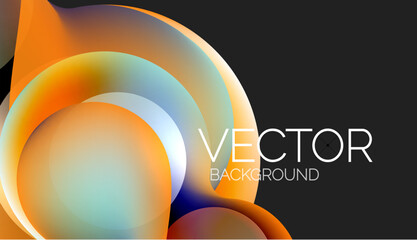 Beautiful flowing round shapes and circles abstract background. Liquid color bubble composition