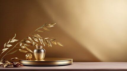 Copy space for displaying your product on a Golden table