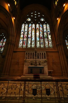 stained glass window in cathedral