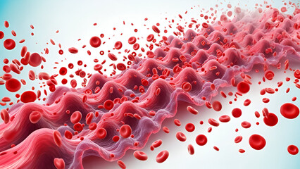 wave of blood cell movein blood tube