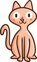 Funny skinny cat smiling cartoon illustration