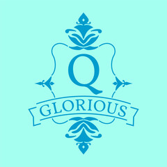 letter Q glorious initial frame logo