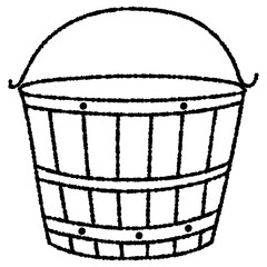 手描きのレトロな木のバケツのイラスト素材
