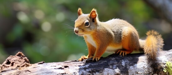 Fototapeta premium The squirrel, named Otospermophilus beecheyi, is a ground-dwelling Californian creature that eats mostly plant-based food such as seeds, nuts, fruits, and roots.
