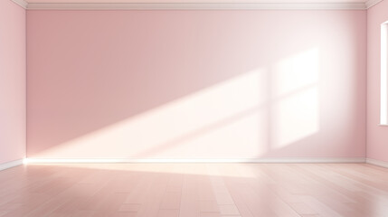 Soft pink wall background with sunlight and pastel color mood