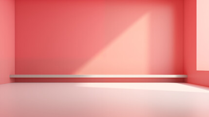 Red wall background with sunlight and pastel color mood