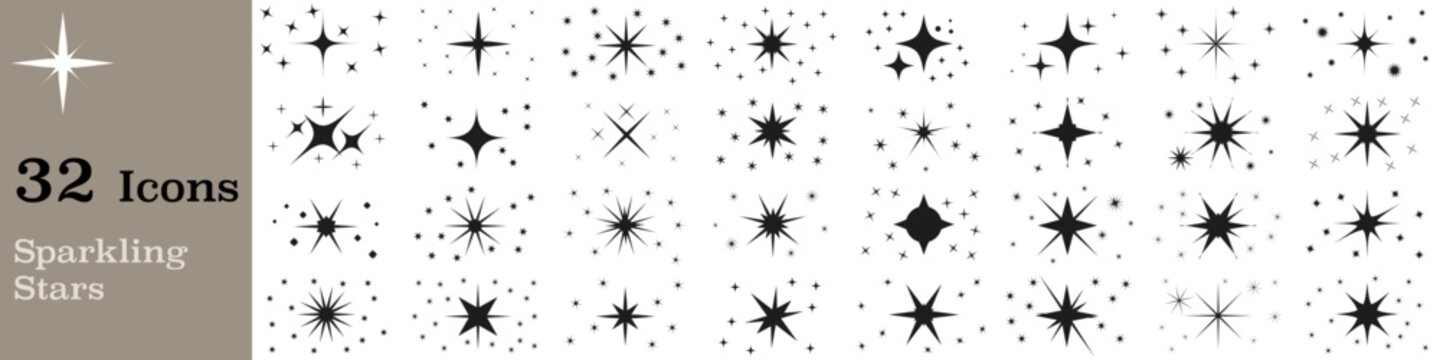 Sparkle stars icon set. Twinkle star illustration