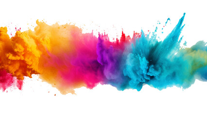 Fototapeta na wymiar colorful vibrant rainbow Holi paint color powder explosion with bright colors isolated white background.