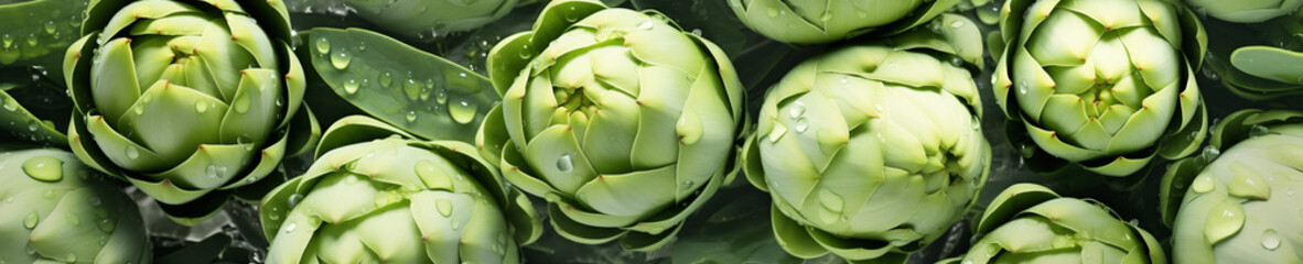 Obraz premium An Overhead Photo of Fresh Artichoke Covered in Water Drops
