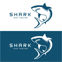 set of shark logo vector design. Wild Fish Vector Illustration