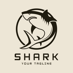 Unique and creative shark logo vector design. Wild Fish Vector Illustration