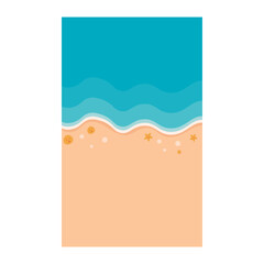 Beach background. Summer holiday on the beach background with sand and turquoise water. Vector illustration.