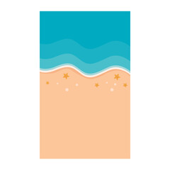 Beach background. Summer holiday on the beach background with sand and turquoise water. Vector illustration.