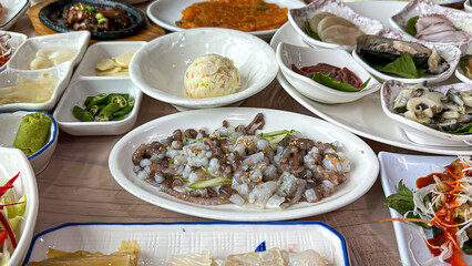 Korean live octopus on a plate