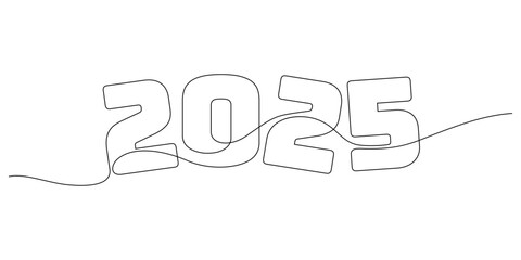 continuous line drawing 2025 beginning of the year thin line illustration