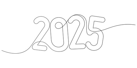 continuous line drawing 2025 number design logo minimalism