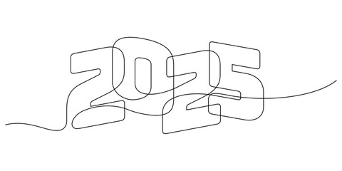 continuous line drawing 2025 beginning of the year thin line illustration overlapped