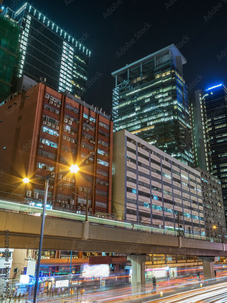 Canvas Prints Night scenery of downtown district of Hong Kong city