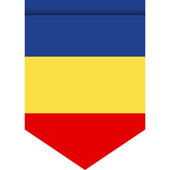 Chad flag or pennant isolated on white background. Pennant flag icon.