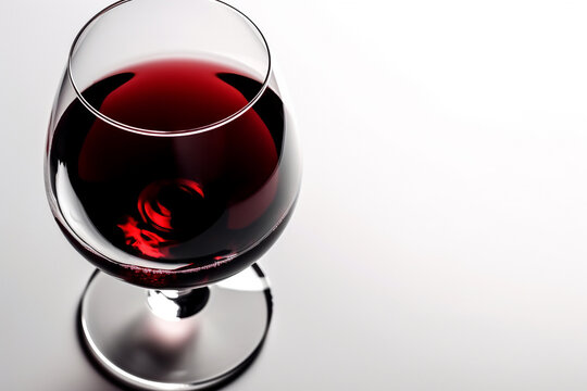 Red wine in a glass isolated on white background - realistic photo image - with clip path