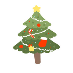 Christmas tree decoration hand drawing illustration