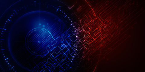 Fototapeta premium 2d illustration Abstract futuristic electronic circuit technology background