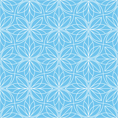 Flower geometric pattern. Seamless vector background. Blue and white ornament