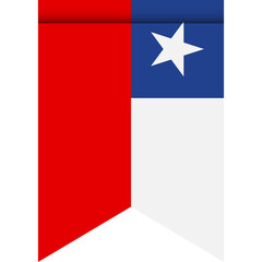 Chile flag or pennant isolated on white background. Pennant flag icon.