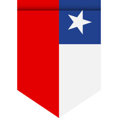 Chile flag or pennant isolated on white background. Pennant flag icon.