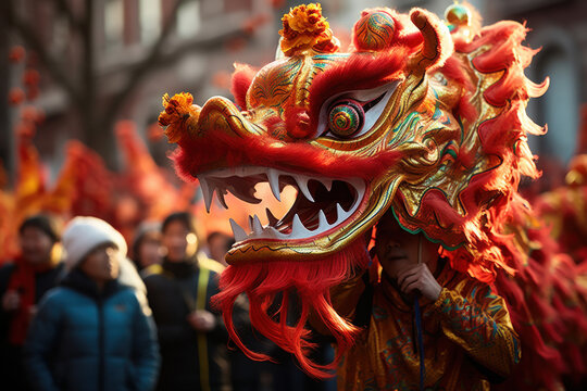 Dragon dance parrade on the Chinese Lunar New Year Day