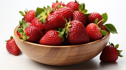 Red strawberries delicious vitamin fresh sweet bright on a plate on the table, tasty and healthy food isolated on a white background