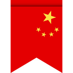 China flag or pennant isolated on white background. Pennant flag icon.