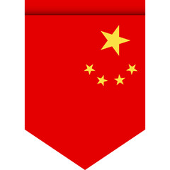 China flag or pennant isolated on white background. Pennant flag icon.