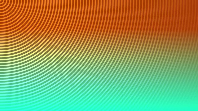 Animation background radial wave circular line motion graphics loop pattern design colour visual digital effect optical illusion beautiful 4K orange teal