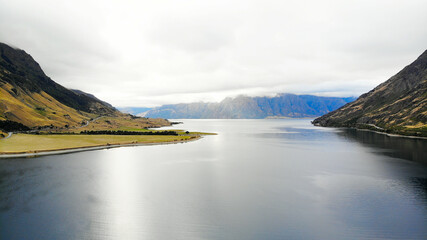 Beautiful view of Lake Hawea in New Zealand