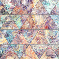 Abstract Marble mosaic tiles texture. Triangles mosaic tiles. Fractal digital Art Background. High Resolution. Can be used for background or wallpaper