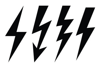 Electricity symbol, high voltage sign, lightning icon set, transparent vector - obrazy, fototapety, plakaty