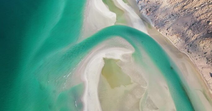 Bird's Eye View Of Lagoon Detwah In Socotra Island, Yemen - Drone Shot