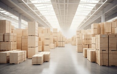 Obraz premium Many crates in large indoor warehouse