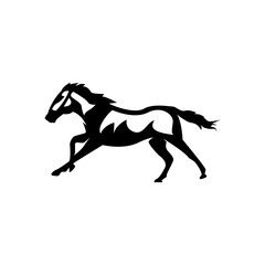 Creative Silhouette of a mythical creature of pegasus on a white background. Horse logo design with wings on hind legs. vector template	