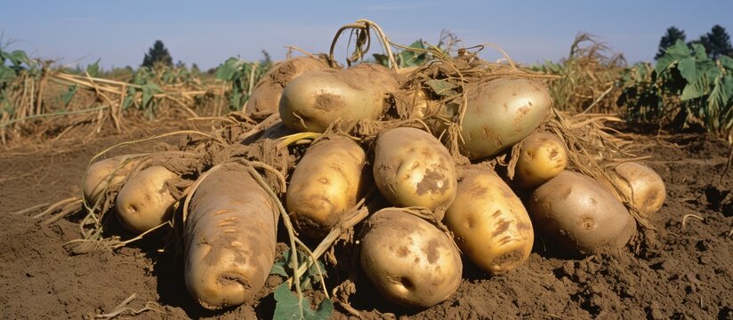 Potato crop infected by Phytophthora infestans late blight.