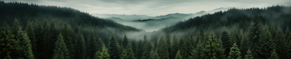 A group of pine trees with green needles. Forest pattern background. - Powered by Adobe