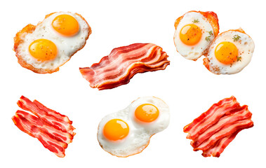 collection of fried eggs and bacon