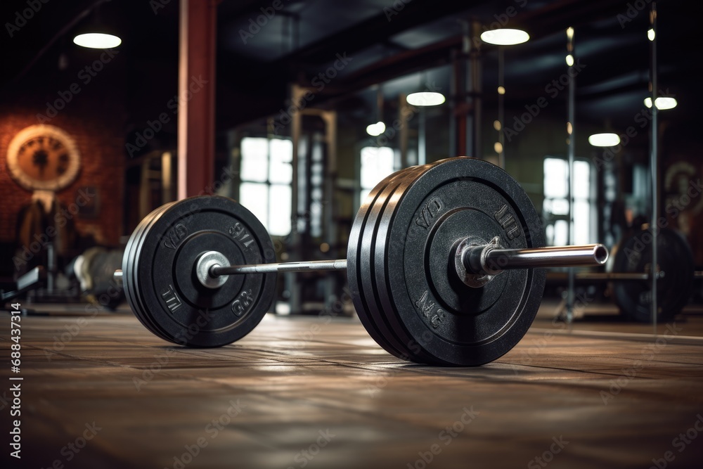 Canvas Prints Heavy barbell in the gym