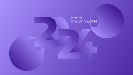 NEW YEAR 2024 BANNER CELEBRATION ABSTRACT BACKGROUND MODERN GRADIENT COLOR DESIGN. NEW YEAR GREETINGS AND INVITATIONS SIMPLE VECTOR