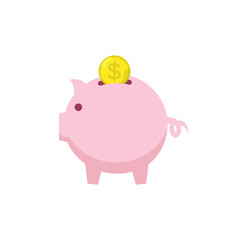 Saving,piggy bank and coins Concept illustration, vector illustration in flat style